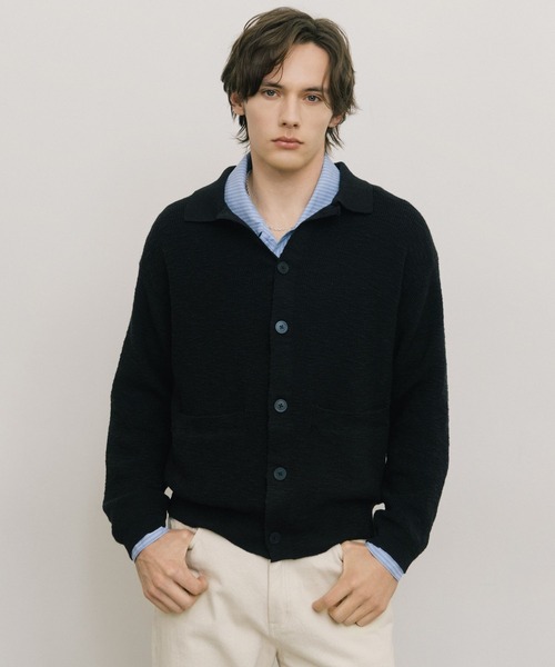 セール】【LURAKU】sheer knit polo cardigan / シアーニットポロ セール】【LURAKU】sheer knit polo cardigan / シアーニットポロ