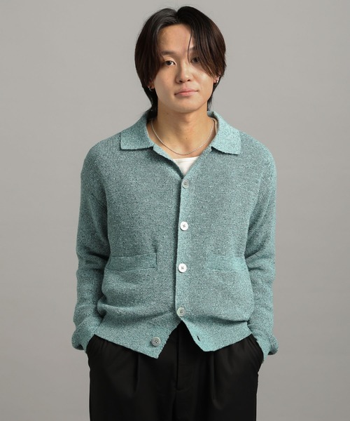 セール】【LURAKU】sheer knit polo cardigan / シアーニットポロ セール】【LURAKU】sheer knit polo cardigan / シアーニットポロ