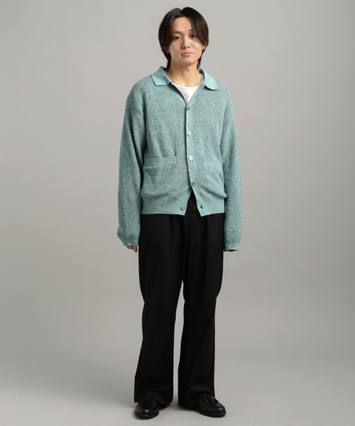 セール】【LURAKU】sheer knit polo cardigan / シアーニットポロ 