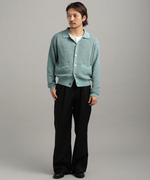 セール】【LURAKU】sheer knit polo cardigan / シアーニットポロ