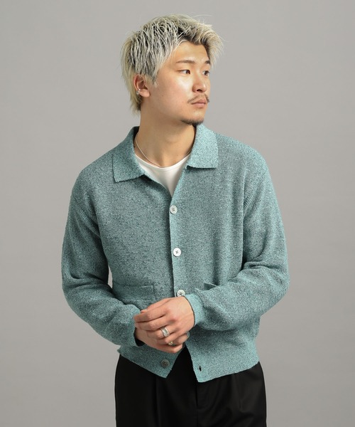 LURAKU（ルラク）の「【LURAKU】sheer knit polo cardigan / シアーニットポロカーディガン（カーディガン/ボレロ・メンズ・グリーン系その他/ブラウン/ブラック・MEDIUM/SMALL/LARGE）」の14枚目の写真