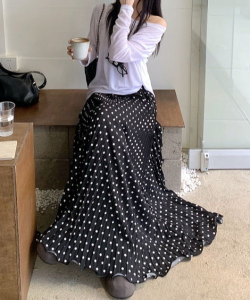 PLEATS PLEASEドット柄プリーツ加工ロングスカート 楽天市場】プリーツ ドット スカートの通販