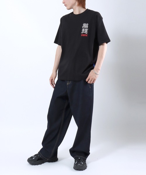 Salong hameu(サロン ハミュー)の「ラーメンもぐもぐキャットTシャツ/中華風グラフィック フォトプリント ビッグシルエット ストリート(Tシャツ/カットソー・メンズ・ホワイト/ブラック・L/M/S)」の21枚目の写真