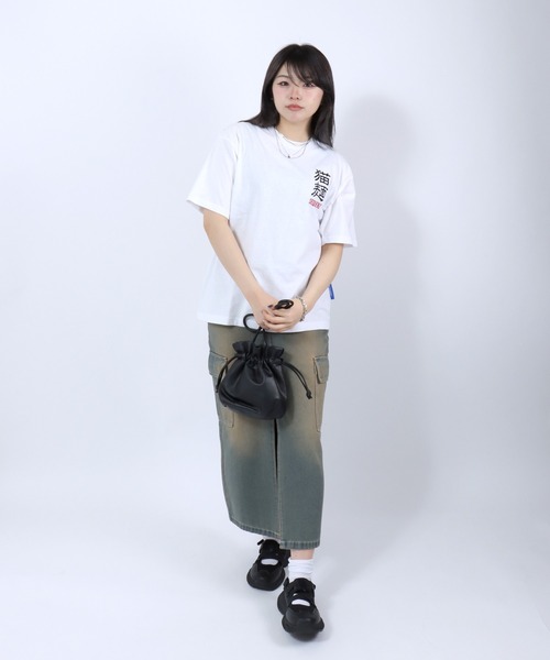 Salong hameu(サロン ハミュー)の「ラーメンもぐもぐキャットTシャツ/中華風グラフィック フォトプリント ビッグシルエット ストリート(Tシャツ/カットソー・メンズ・ホワイト/ブラック・L/M/S)」の15枚目の写真