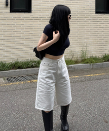 ベーシックコットンバミューダパンツ(アイボリー)