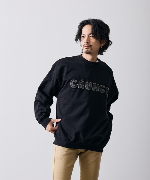 improves(インプローブス)の「CVC半起毛スウェット ロゴ刺しゅう 長袖 トレーナー(スウェット・メンズ・ネイビー/グレー/ブラック・LARGE/MEDIUM)」の4枚目の写真