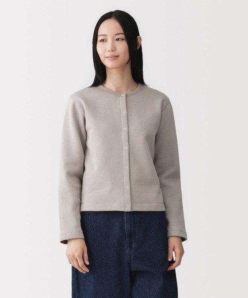 無印良品（ムジルシリョウヒン）の「婦人　スウェットカーディガン（カーディガン/ボレロ・レディース・ブラック/ブラウン系/オフホワイト/ライトイエロー・M/L/XL/S）」の3枚目の写真