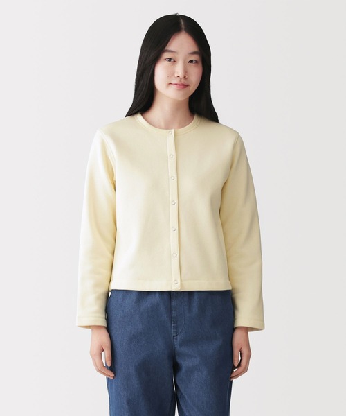 無印良品（ムジルシリョウヒン）の「婦人　スウェットカーディガン（カーディガン/ボレロ・レディース・ブラック/ブラウン系/オフホワイト/ライトイエロー・M/L/XL/S）」の4枚目の写真