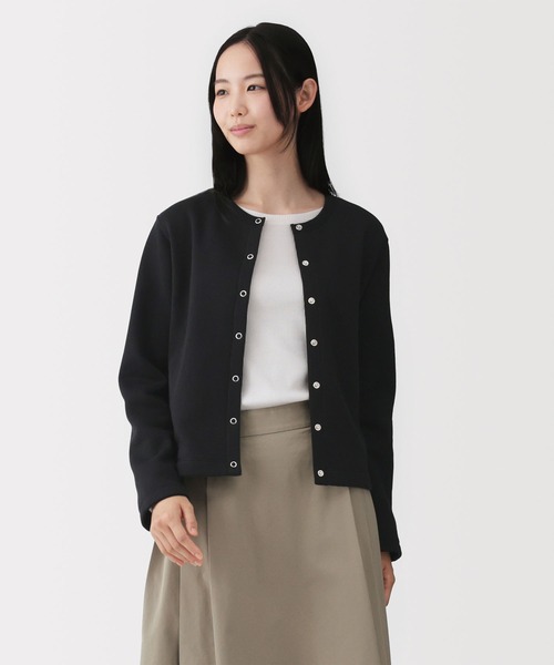 無印良品（ムジルシリョウヒン）の「婦人　スウェットカーディガン（カーディガン/ボレロ・レディース・ブラック/ブラウン系/オフホワイト/ライトイエロー・M/L/XL/S）」の2枚目の写真