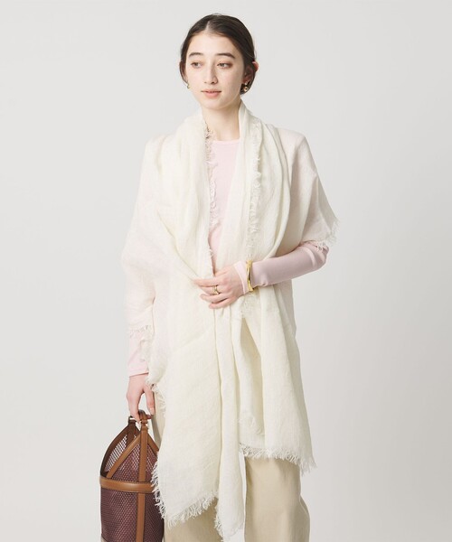 ASAUCE MELER（アソースメレ）の「＜ASAUCE MELER＞LI GAUZE ストール（ストール/ショール・レディース・ダークグレー/ライトブルー/オフホワイト・FREE）」の2枚目の写真