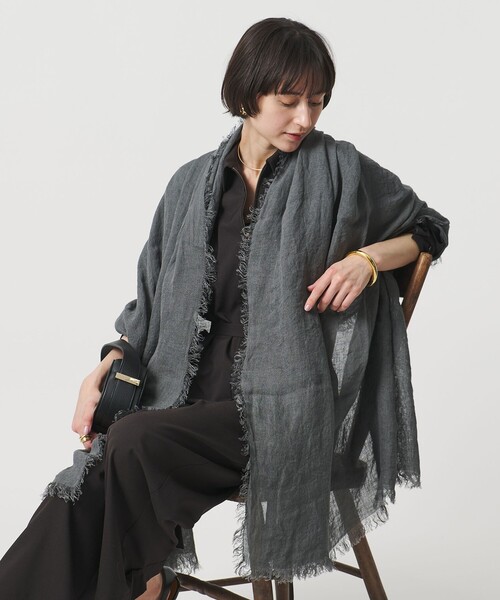 ASAUCE MELER（アソースメレ）の「＜ASAUCE MELER＞LI GAUZE ストール（ストール/ショール・レディース・ダークグレー/ライトブルー/オフホワイト・FREE）」の3枚目の写真