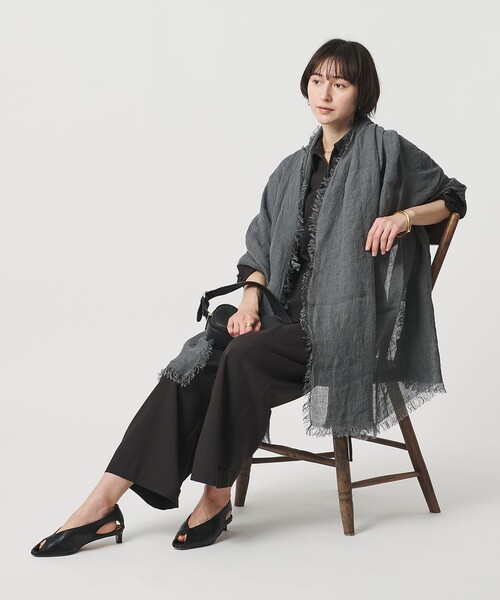 ASAUCE MELER（アソースメレ）の「＜ASAUCE MELER＞LI GAUZE ストール（ストール/ショール・レディース・ダークグレー/ライトブルー/オフホワイト・FREE）」の5枚目の写真