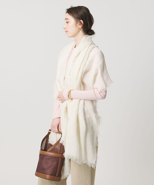 ASAUCE MELER（アソースメレ）の「＜ASAUCE MELER＞LI GAUZE ストール（ストール/ショール・レディース・ダークグレー/ライトブルー/オフホワイト・FREE）」の8枚目の写真