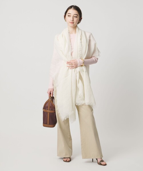 ASAUCE MELER（アソースメレ）の「＜ASAUCE MELER＞LI GAUZE ストール（ストール/ショール・レディース・ダークグレー/ライトブルー/オフホワイト・FREE）」の9枚目の写真
