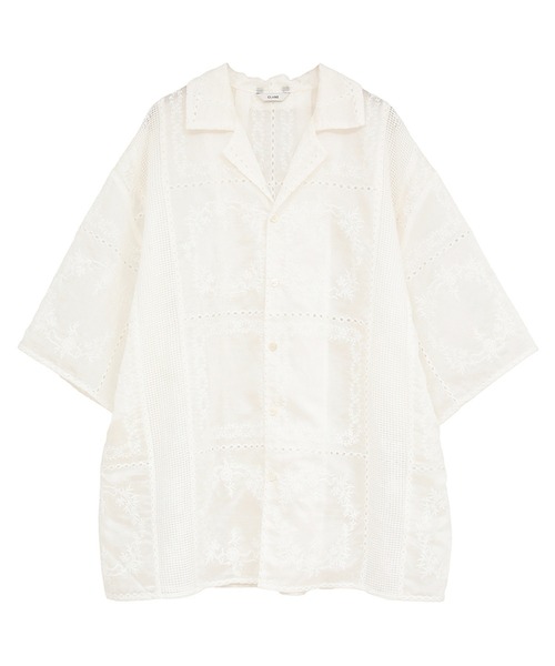 CLANE(クラネ)の「【CLANE】EMBROIDERY LACE BOX SHIRTS(シャツ/ブラウス・レディース・ブラック/ホワイト/マルチ・1)」の1枚目の写真