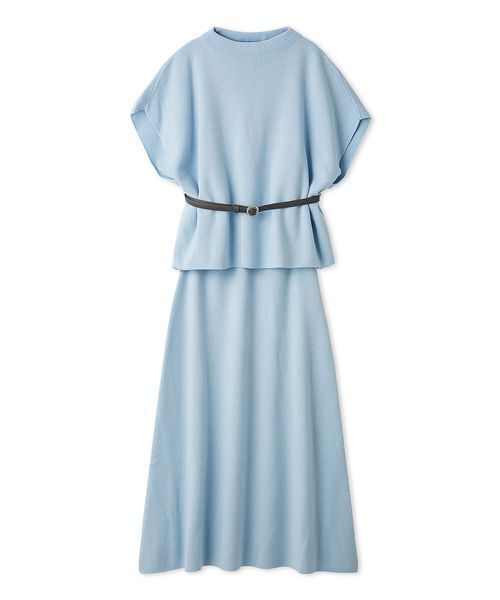 SNIDEL（スナイデル）の「ベルト付きケープ風ニットアップ（ワンピース・レディース・ダークグレー/サックスブルー/オフホワイト・F）」の3枚目の写真