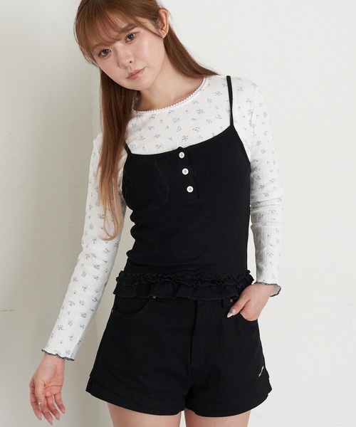 RAY CASSIN（レイカズン）の「花柄レイヤードキャミセット（カーディガン/ボレロ・レディース・ホワイト/ネイビー/グレー・FREE）」の2枚目の写真