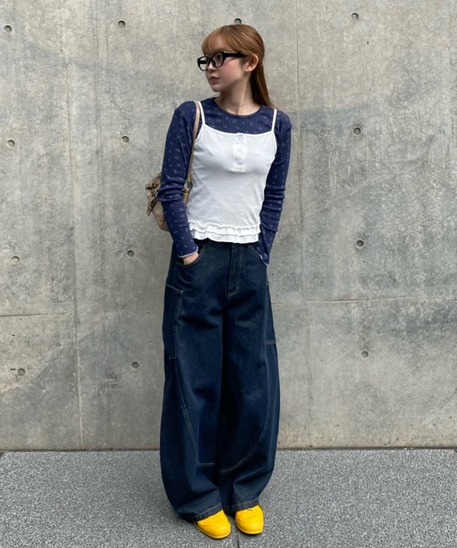 RAY CASSIN（レイカズン）の「花柄レイヤードキャミセット（カーディガン/ボレロ・レディース・ホワイト/ネイビー/グレー・FREE）」の12枚目の写真