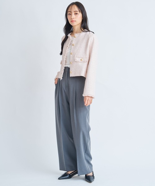 NOELA(ノエラ)の「ツイードジャケット(ノーカラージャケット・レディース・オフホワイト/ピンク・S/M)」の18枚目の写真
