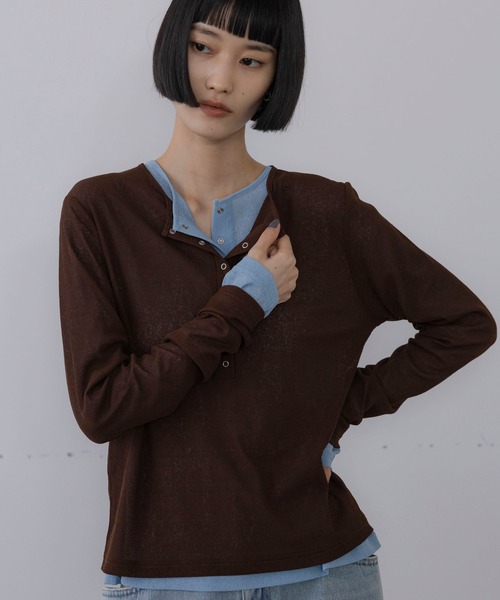 LOWRYS FARM(ローリーズファーム)の「USEFULヘンリープルオーバーLS 638390(Tシャツ/カットソー・レディース・ブラック/ホワイト/ブルー/チャコールグレー/ピンク/ブルー系その他/ブラウン/イエロー・SHORT/LONG)」の4枚目の写真