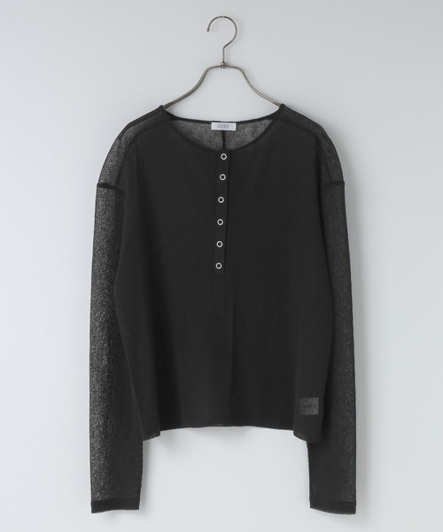 LOWRYS FARM（ローリーズファーム）の「ＵＳＥＦＵＬヘンリープルオーバーＬＳ 638390（Tシャツ/カットソー・レディース・ブラック/ホワイト/ブルー/チャコールグレー/ピンク・SHORT/LONG）」の6枚目の写真