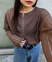 CIAOPANIC TYPY | 【2WAY】針抜きシアーホックヘンリートップス(Tシャツ/カットソー)