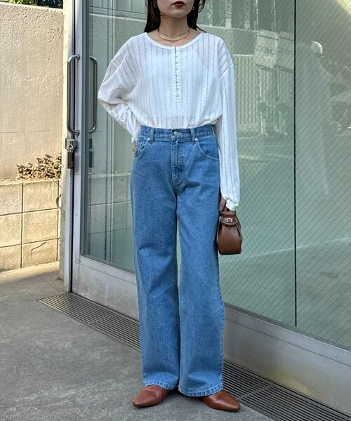 CIAOPANIC TYPY（チャオパニックティピー）の「【2WAY】針抜きシアーホックヘンリートップス（Tシャツ/カットソー・レディース・ブラック/ブラウン/イエロー/レッド/オフホワイト/サックスブルー・ONE SIZE）」の17枚目の写真