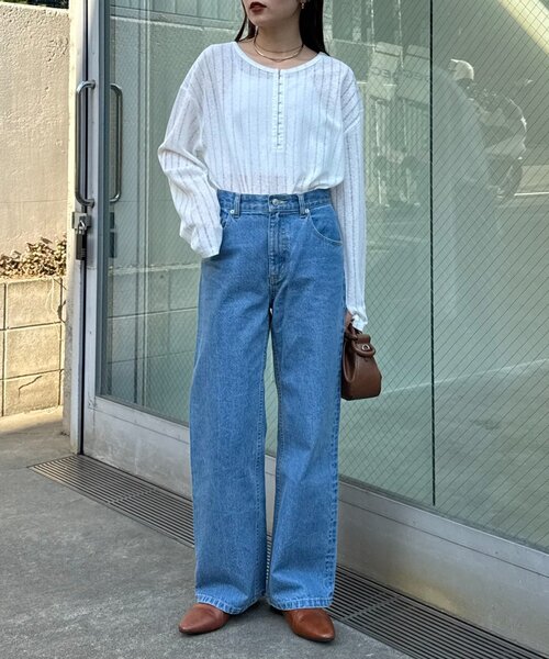 CIAOPANIC TYPY（チャオパニックティピー）の「【2WAY】針抜きシアーホックヘンリートップス（Tシャツ/カットソー・レディース・ブラック/ブラウン/イエロー/レッド/オフホワイト/サックスブルー・ONE SIZE）」の18枚目の写真