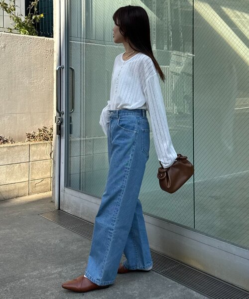 CIAOPANIC TYPY（チャオパニックティピー）の「【2WAY】針抜きシアーホックヘンリートップス（Tシャツ/カットソー・レディース・ブラック/ブラウン/イエロー/レッド/オフホワイト/サックスブルー・ONE SIZE）」の19枚目の写真