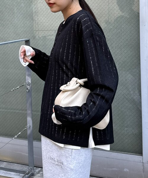 CIAOPANIC TYPY（チャオパニックティピー）の「【2WAY】針抜きシアーホックヘンリートップス（Tシャツ/カットソー・レディース・ブラック/ブラウン/イエロー/レッド/オフホワイト/サックスブルー・ONE SIZE）」の21枚目の写真