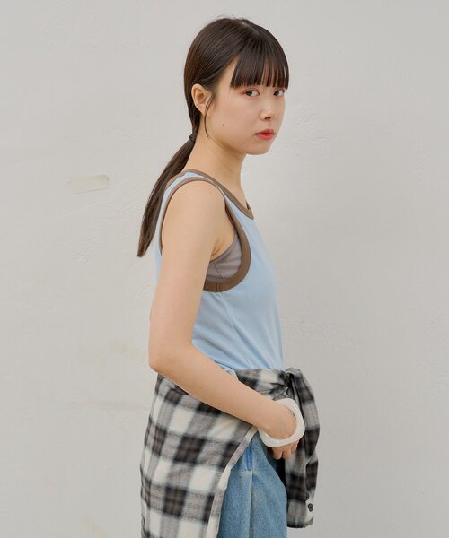 WHIMSIC（ウィムジック）の「【WHIMSIC/2サイズ展開】リンガータンクトップ（タンクトップ・レディース・ブルー/グレー/オフホワイト/ネイビー・2/1）」の18枚目の写真