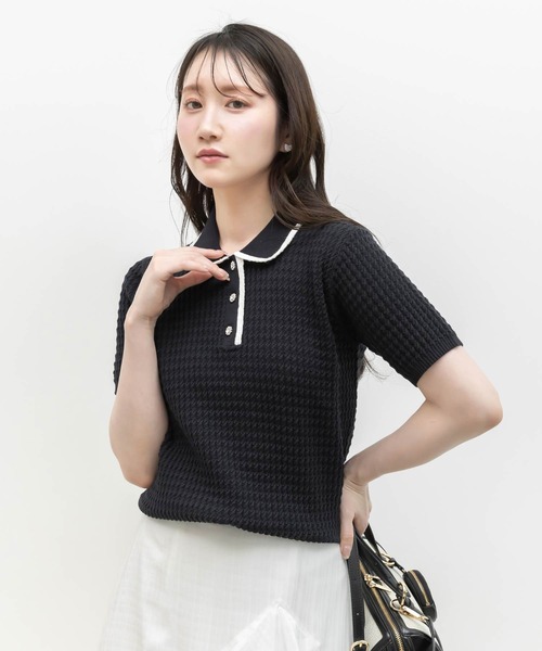 orimi ビジュー　ニットポロ 人気沸騰】 orimi 【公式通販】 ニットポロ ビジュー orimi ビジュー
