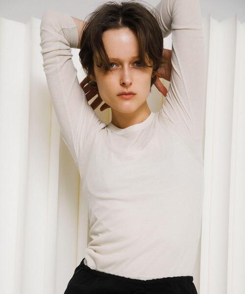 LAATO（ラート）の「layered piping tee（Tシャツ/カットソー・レディース・ブラウン/オフホワイト/グレー・FREE）」の18枚目の写真