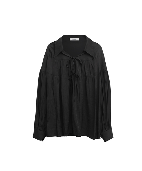 Ribbon tie shirring blouse_3 Colors