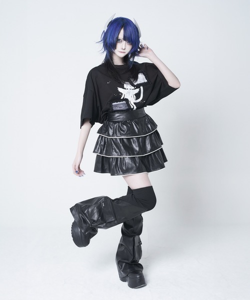 Re:CRYPT(リクリプト)の「レースウィンドウプリントT / オーバーサイズ グラフィックTシャツ(Tシャツ/カットソー・レディース・ブラック・F)」の6枚目の写真