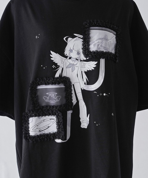 Re:CRYPT(リクリプト)の「レースウィンドウプリントT / オーバーサイズ グラフィックTシャツ(Tシャツ/カットソー・レディース・ブラック・F)」の10枚目の写真