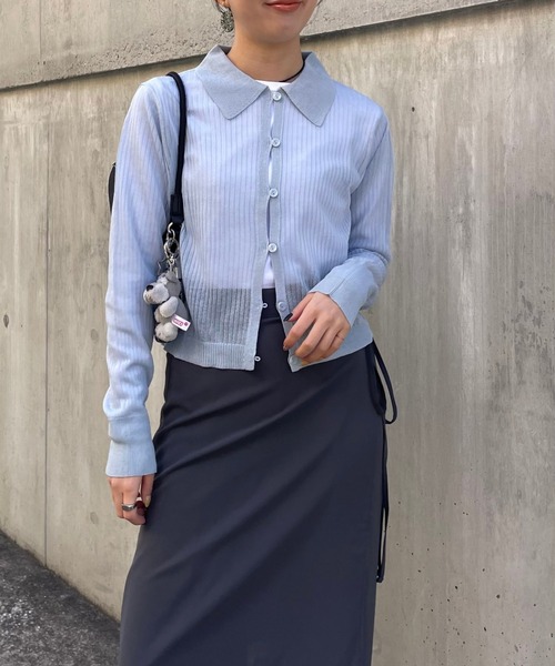 COLONY 2139（コロニートゥーワンスリーナイン）の「ループボタン衿付きカーディガン（カーディガン/ボレロ・レディース・ブラック/ホワイト/グレー/サックスブルー・FREE）」の17枚目の写真