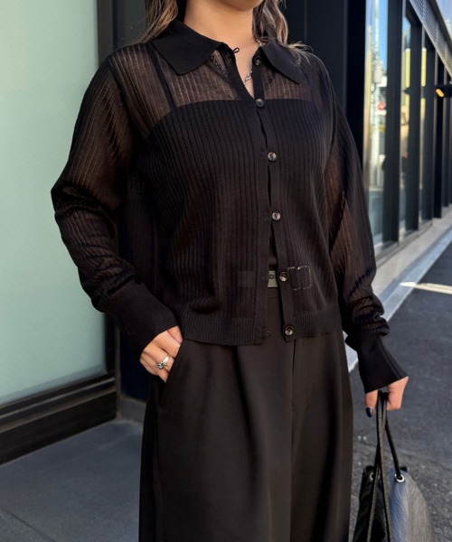 COLONY 2139（コロニートゥーワンスリーナイン）の「ループボタン衿付きカーディガン（カーディガン/ボレロ・レディース・ブラック/ホワイト/グレー/サックスブルー・FREE）」の10枚目の写真