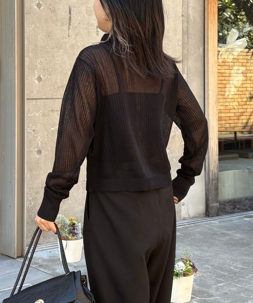 COLONY 2139（コロニートゥーワンスリーナイン）の「ループボタン衿付きカーディガン（カーディガン/ボレロ・レディース・ブラック/ホワイト/グレー/サックスブルー・FREE）」の11枚目の写真