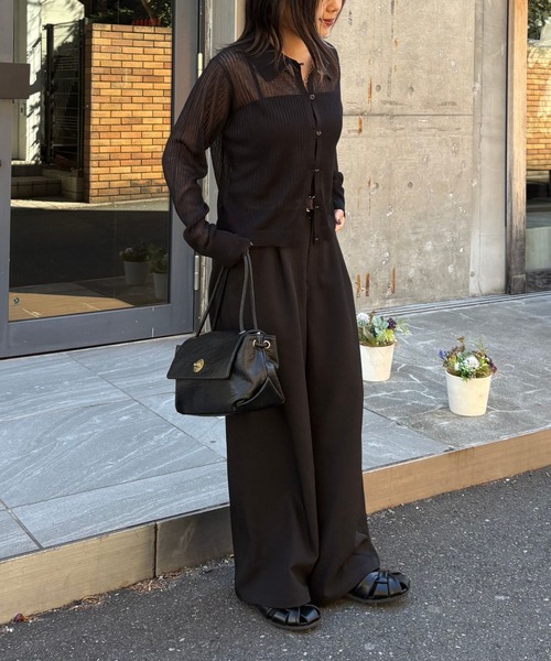 COLONY 2139（コロニートゥーワンスリーナイン）の「ループボタン衿付きカーディガン（カーディガン/ボレロ・レディース・ブラック/ホワイト/グレー/サックスブルー・FREE）」の13枚目の写真