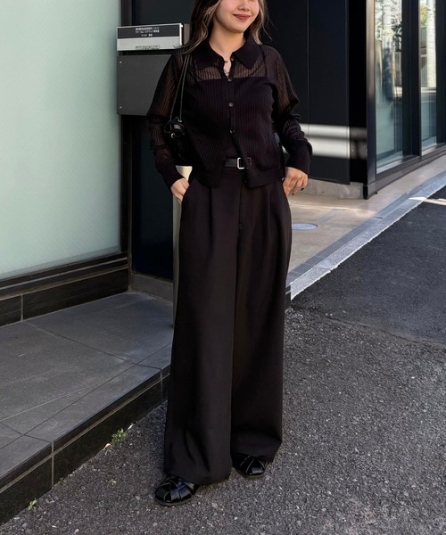 COLONY 2139（コロニートゥーワンスリーナイン）の「ループボタン衿付きカーディガン（カーディガン/ボレロ・レディース・ブラック/ホワイト/グレー/サックスブルー・FREE）」の12枚目の写真