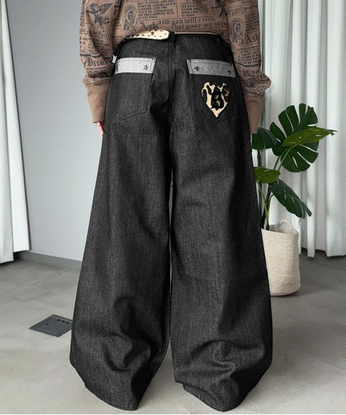 sedacle（セダクル）の「フロントタックリジットデニム２（デニムパンツ・メンズ・インディゴブルー/レオパード/ブラック・LARGE/MEDIUM/SMALL）」の3枚目の写真