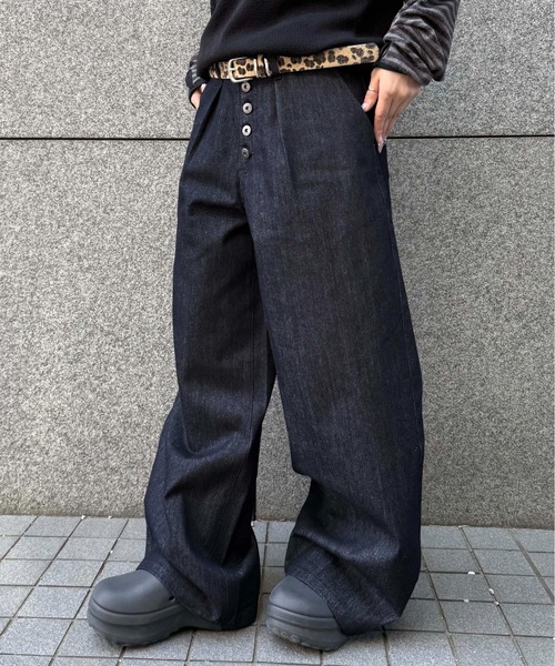 sedacle（セダクル）の「フロントタックリジットデニム２（デニムパンツ・メンズ・インディゴブルー/レオパード/ブラック・LARGE/MEDIUM/SMALL）」の17枚目の写真