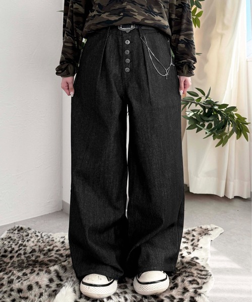 sedacle（セダクル）の「フロントタックリジットデニム２（デニムパンツ・メンズ・インディゴブルー/レオパード/ブラック・LARGE/MEDIUM/SMALL）」の8枚目の写真
