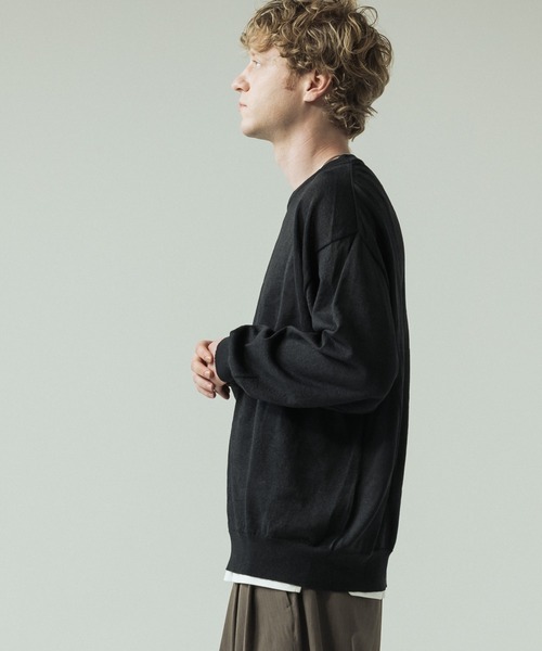 SLICK（スリック）の「【SLICK/スリック】Paper Yarn Pullover Knit/ペーパーヤーン プルオーバーニット（ニット/セーター・メンズ・ネイビー/ライトグレー/ブラック・1/2/3）」の6枚目の写真
