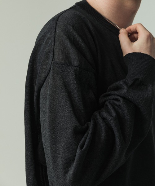 SLICK（スリック）の「【SLICK/スリック】Paper Yarn Pullover Knit/ペーパーヤーン プルオーバーニット（ニット/セーター・メンズ・ネイビー/ライトグレー/ブラック・1/2/3）」の9枚目の写真