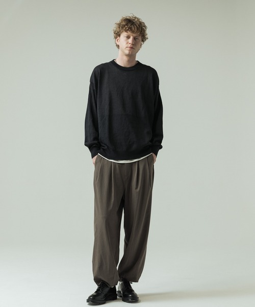 SLICK（スリック）の「【SLICK/スリック】Paper Yarn Pullover Knit/ペーパーヤーン プルオーバーニット（ニット/セーター・メンズ・ネイビー/ライトグレー/ブラック・1/2/3）」の10枚目の写真