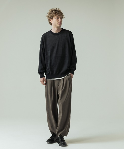 SLICK（スリック）の「【SLICK/スリック】Paper Yarn Pullover Knit/ペーパーヤーン プルオーバーニット（ニット/セーター・メンズ・ネイビー/ライトグレー/ブラック・1/2/3）」の11枚目の写真