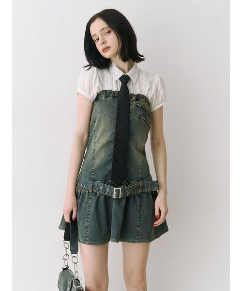 jouetie(ジュエティ)の「デニムベアミニワンピース(ワンピース・レディース・ブラック/ブルー・MEDIUM)」の2枚目の写真