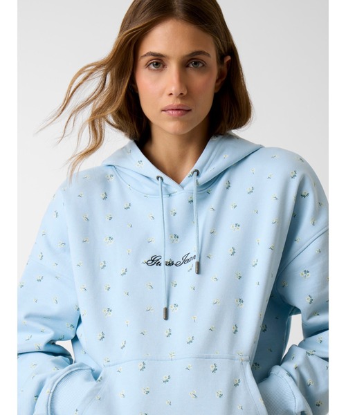 GUESS JEANS(ゲスジーンズ)の「GUESS JEANS PRINTED Hoodie パーカー フーディー(パーカー・レディース・ライトブルー/ホワイト系その他・X-SMALL/SMALL/MEDIUM)」の4枚目の写真